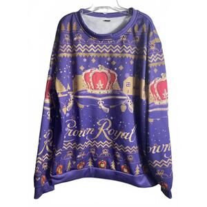 2/$30 Crown Royal Purple Gold Logo SweatShirt Women's Unisex Large Crew Neck EUC
